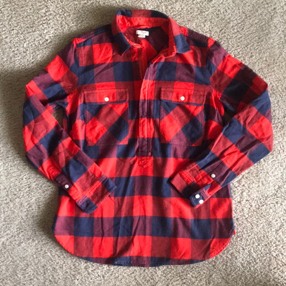 J. Crew Flannel 1/2 Zip Pullover Shirt